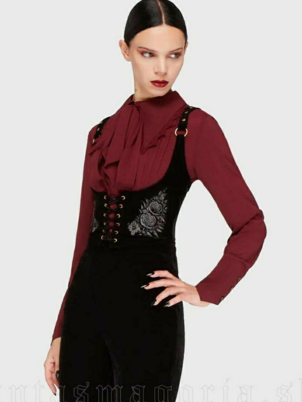 Killstar Black Velvet Corset-Style Tank - Picture 3 of 4